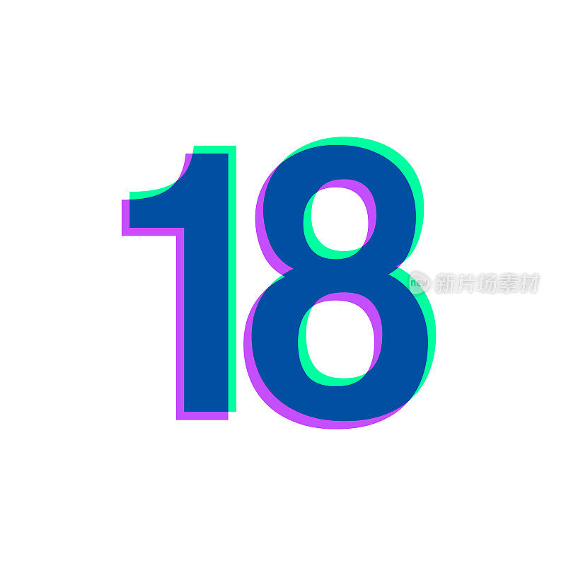18 -第18号。图标与两种颜色叠加在白色背景上